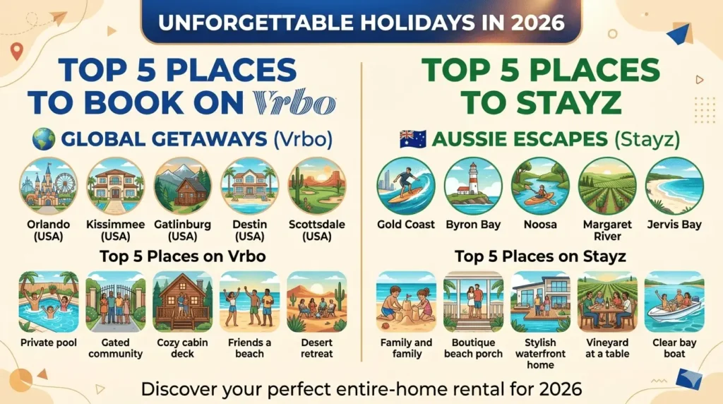 Top 5 Places to Book on Vrbo & Stayz for an Unforgettable Holiday in 2026